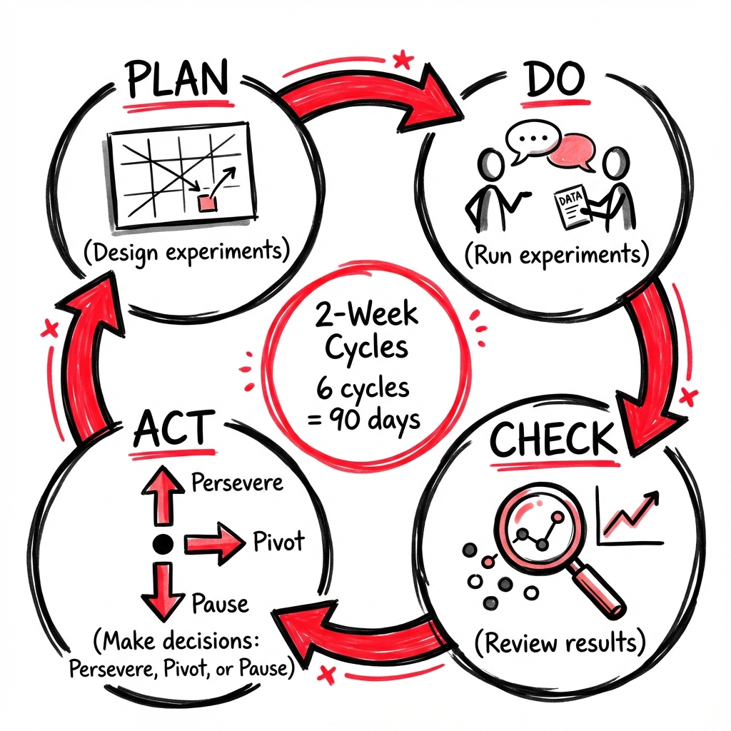 LEANSpark's loop: capture evidence, detect conflicts, decide—powered by the PDCA cycle